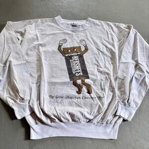 Hershey's Chocolate White Long Sleeve TShirt Vintage College Lane XL